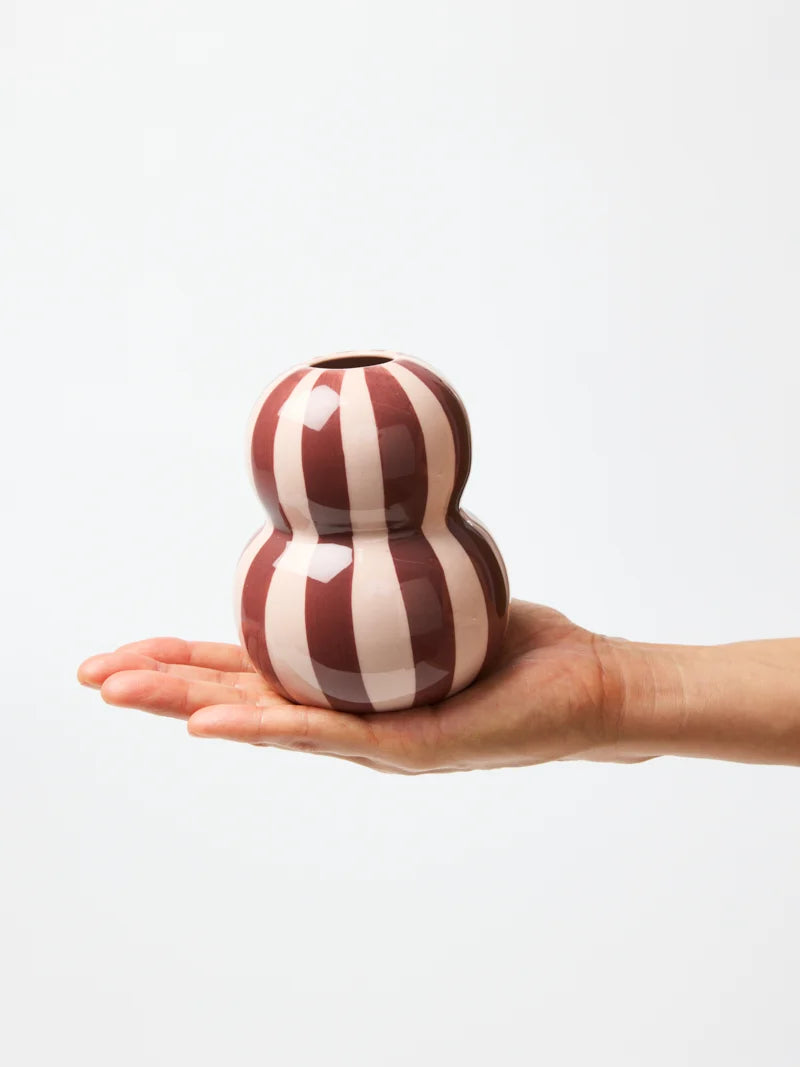 Fonda Vase Burgandy Pink Stripe