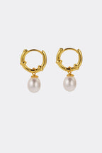 Tessa Pearl Hoop Gold