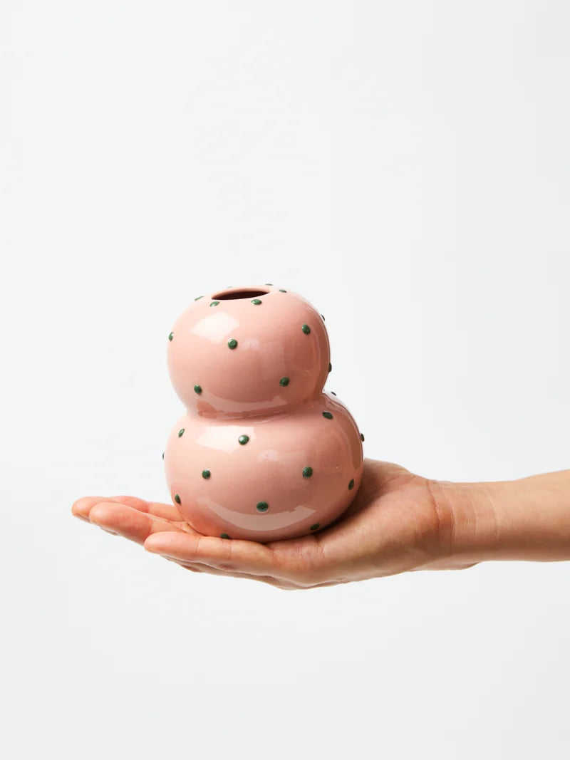 Fonda Vase Pink Green Dotty