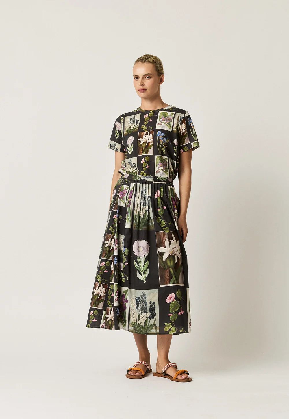 Alma Yoke Skirt Charcoal Floral