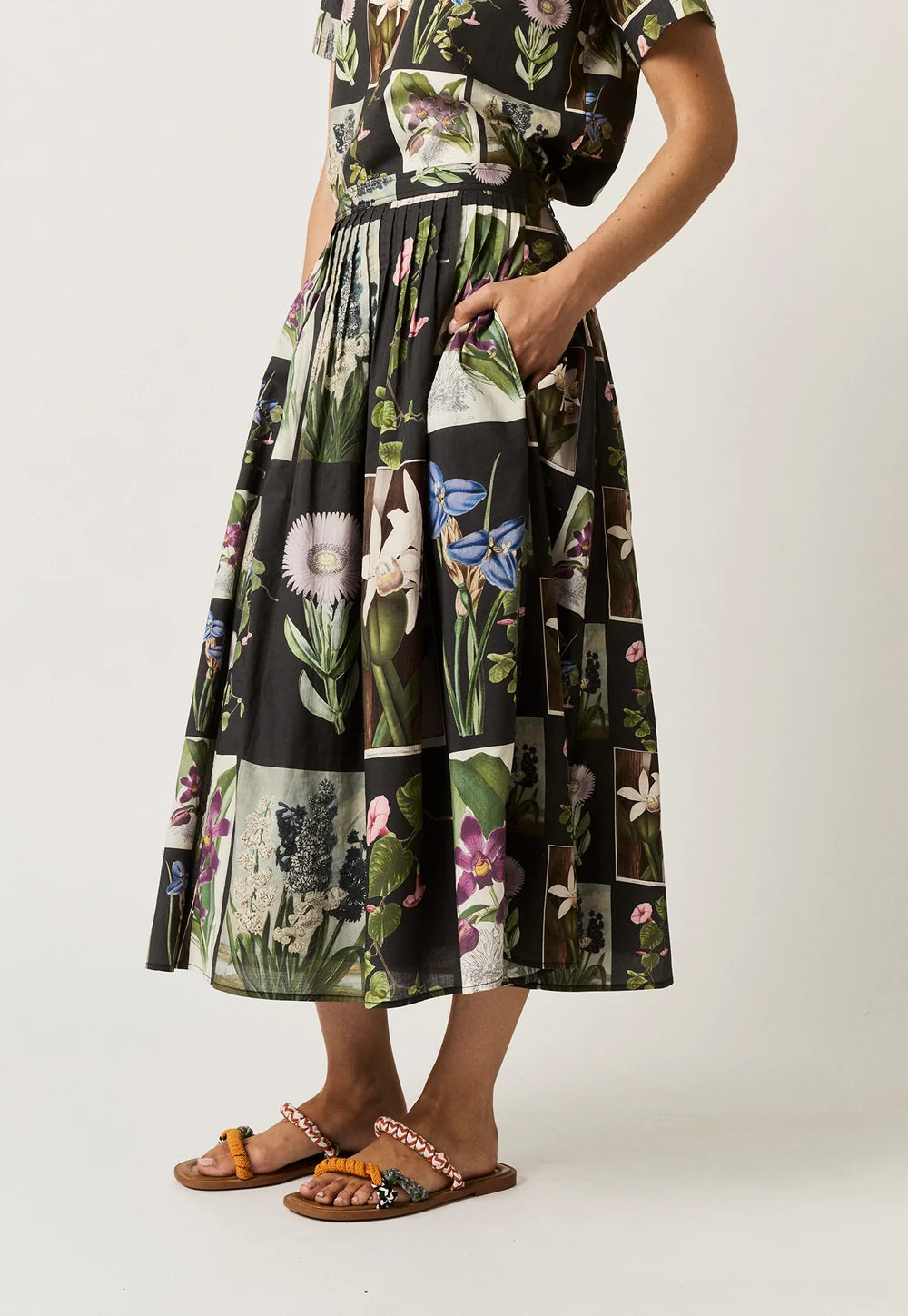 Alma Yoke Skirt Charcoal Floral